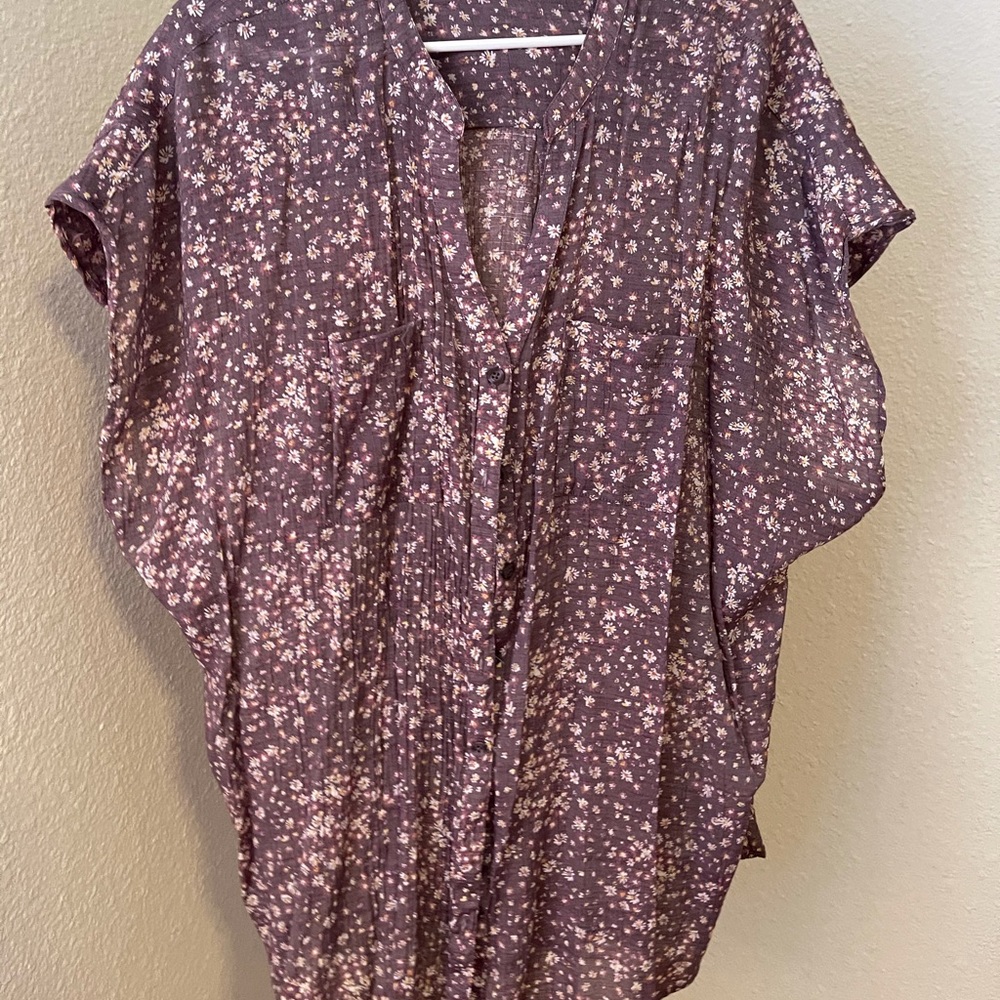 Torrid 3X mauve floral print blouse